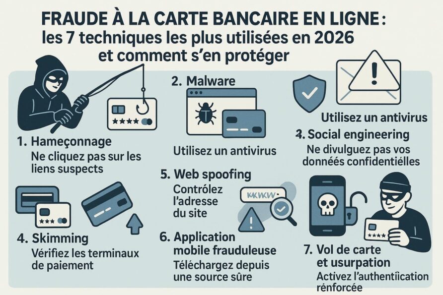 Fraude à la carte bancaire en ligne : les 7 techniques les plus utilisées en 2026 et comment s’en protéger